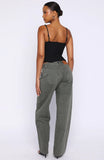 Bring The Style Low Rise Wide Leg Jeans Olive Wash
