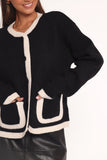 Orabelle Contrast Hem Cardigan Black