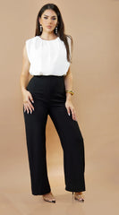 Capri Color Block Jumpsuit White Black