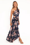 Kleo One Shoulder Maxi Dress Navy Floral