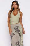 Sunset Soiree Halter Top Moss