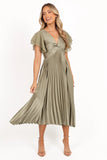 Nova Flutter Sleeve Midi Dress Olive