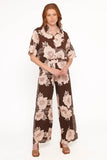Bernadine Wide Leg Pant Brown Floral