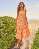 Tropical Reverie Tiered Floral Maxi Dress