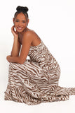Kelsie Midi Dress Brown Zebra