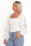 Angelica Long Sleeve Top White