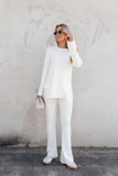 Silvie Long Sleeve Knitted Set Cream