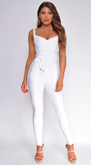 Elmirah Waist Cinching Bandage Jumpsuit White