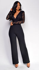 Aitana Lace Long Sleeve Jumpsuit Black