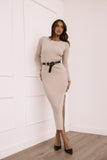 Ainsley Long Sleeve Midi Dress Nude