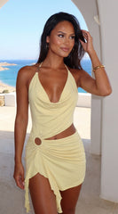 Kaivana Ring Detail Cutout Mini Dress Light yellow