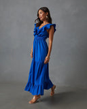 Minerva Tiered Ruffle V Neck Maxi Dress