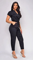 Darya Button Up Jumpsuit Black