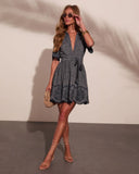 Sailor Sweetheart Linen Blend Waist Tie Mini Shirt Dress