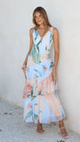 Reina Tiered Maxi Dress Blue Floral