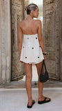 Calliope Strapless Top and Shorts Set Oat Black Polka Dot