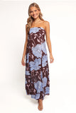 Ottavia Strapless Maxi Dress Blue Poppies