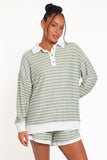 Dealia Knit Short Set Sage Stripe
