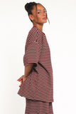 Wilda Oversized Tee Burgundy Cream Stripe