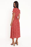 Francine Lace Midi Dress Red Floral