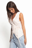 Vanni Wrap Front Linen Top Cream