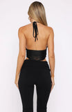 Roller Queen Fringe Halter Top Black
