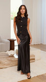 Darina Bias Cut Maxi Skirt Black