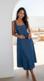 Denira Denim Midi Dress Blue