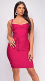 Lucila Dark Pink Belted Bandage Dress