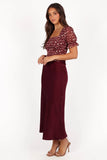 Nellie Satin Midi Skirt Burgundy