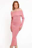 Archie Off The Shoulder Midi Dress Rose