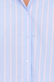 Zella Puff Sleeve Button Up Shirt Blue White Stripe