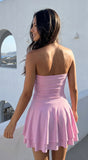 Siana Strapless Ruched Mini Dress Pink