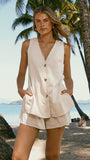 Hayley Vest and Shorts Set Beige