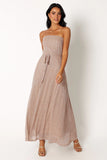 Farley Strapless Maxi Dress Rose Gold Stripe