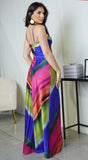 Elissa Multi Color Satin Maxi Dress Multi Color