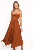 Sitara Strapless Midi Dress Brown
