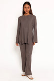 Silvie Long Sleeve Knitted Set Charcoal Grey