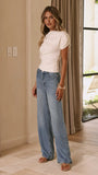 Tarah Straight Leg Jeans Mid Blue Denim