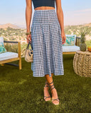 Coastal Picnic Cotton Gingham Print Midi Skirt
