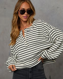Layanne Striped Partial Button Top