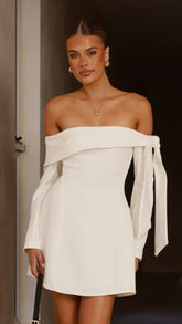 Halen Long Sleeve Mini Dress White