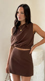 Lauren Off Shoulder Top Chocolate