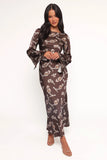 Maia Long Sleeve Maxi Dress Chocolate Orchid