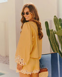 Citrus Meadow Embroidered Balloon Sleeve Blouse