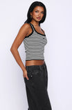 Wanting Problems Knit Top Black White Stripe