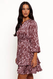 Wrenley Long Sleeve Mini Dress Chocolate Pink