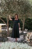 Clo Puff Sleeve Midi Dress Black