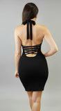 Cintara Knit Halter Neck Mini Dress Black