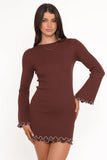 Jovan Long Sleeve Mini Dress Mocha Beige